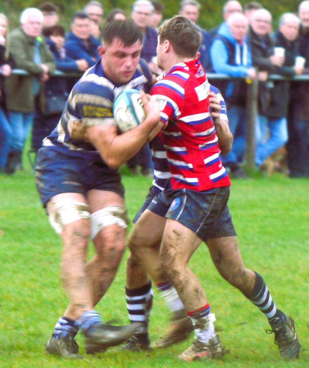 Connor Lloyd battles for possession of the ball during Juddians' eighth successive win this season. Picture: Adam Hookway