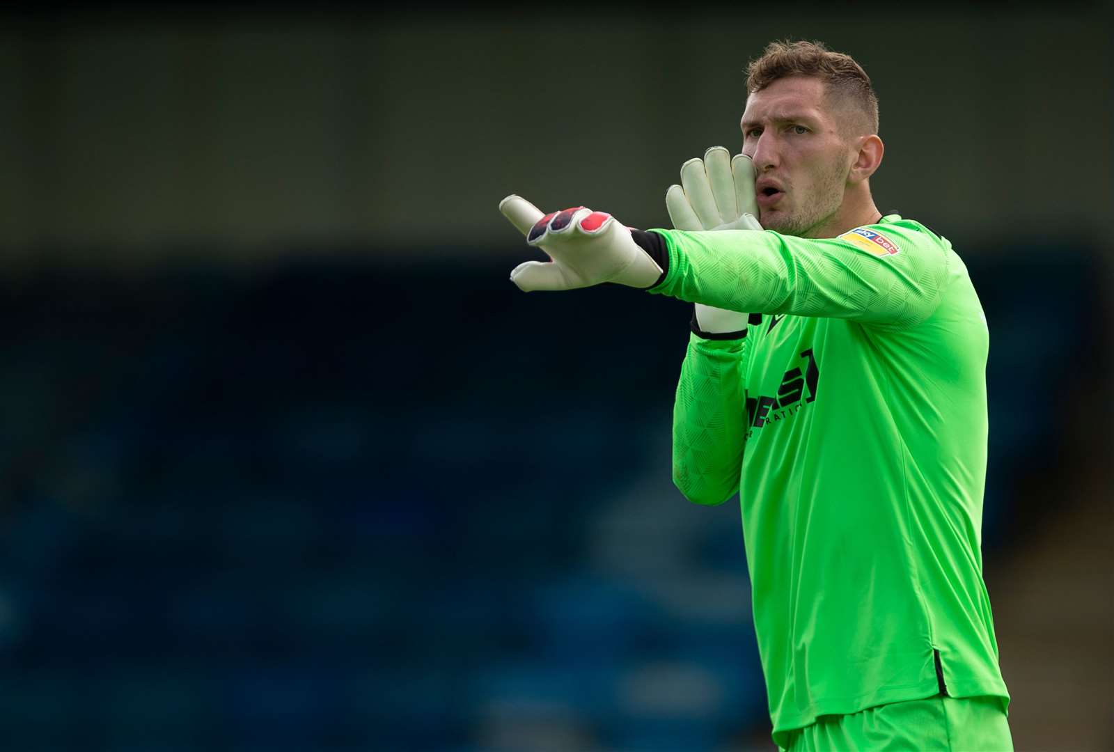 Gillingham goalkeeper Jack Bonham was beaten late on against Wimbledon