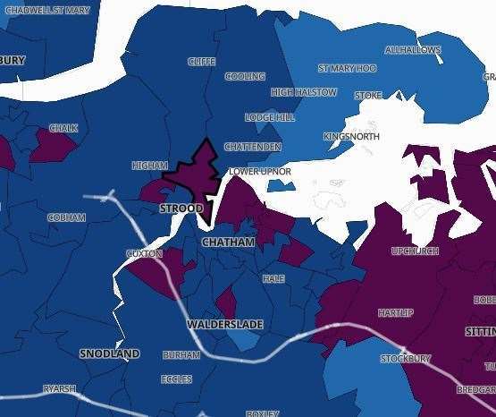 The Covid-19 infection rates in Medway. Pic: Public Health England