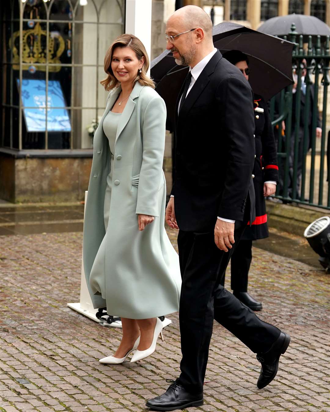 First Lady of Ukraine Olena Zelenska and the Prime Minister of Ukraine, Denys Shmyhal (Andrew Milligan/PA)