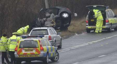 The emergency services at the scene of the crash