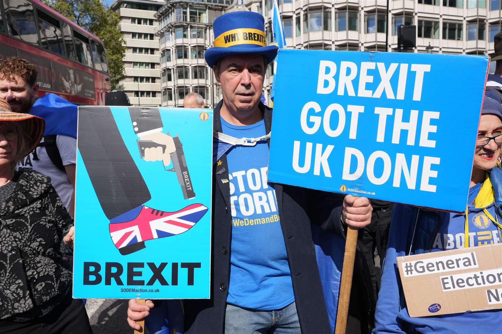 Protester Steve Bray sparked conversation at the Tory conference (Jeff Moore/PA)