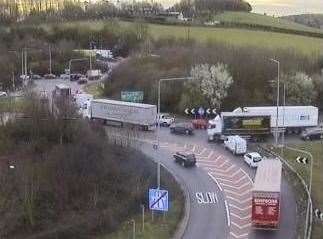 Traffic on the Stockbury roundabout. Picture: Highways England