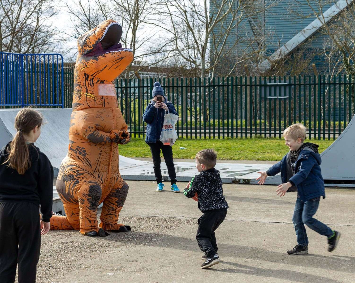 Smile for a dino-selfie at Queenborough, Sheppey. Picture: Henry Slack