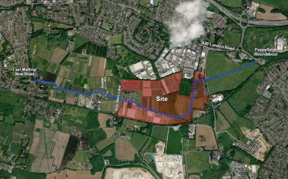 Route of the proposed road for the East Malling Trust