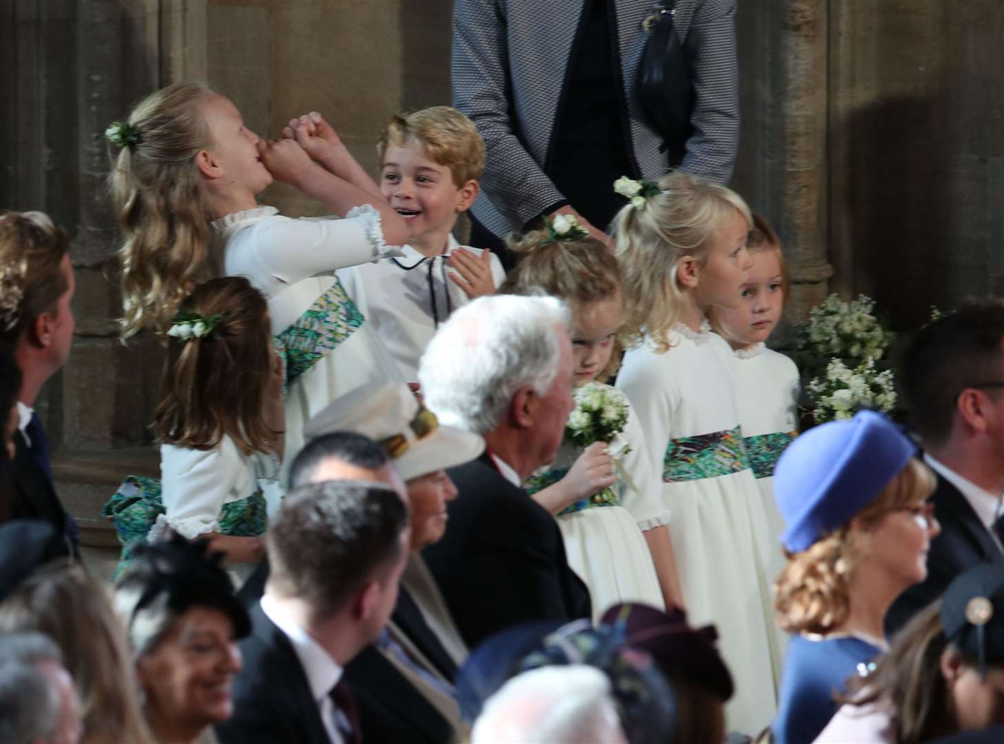 Savannah Phillips and Prince George at Eugenie’s wedding (Yui Mok/PA)