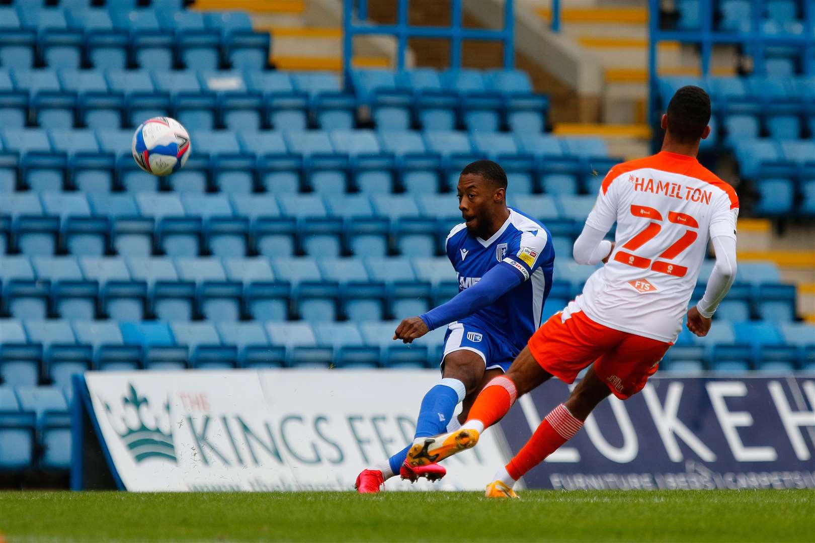 Ryan Jackson puts in a cross against Blackpool Picture: Barry Goodwin