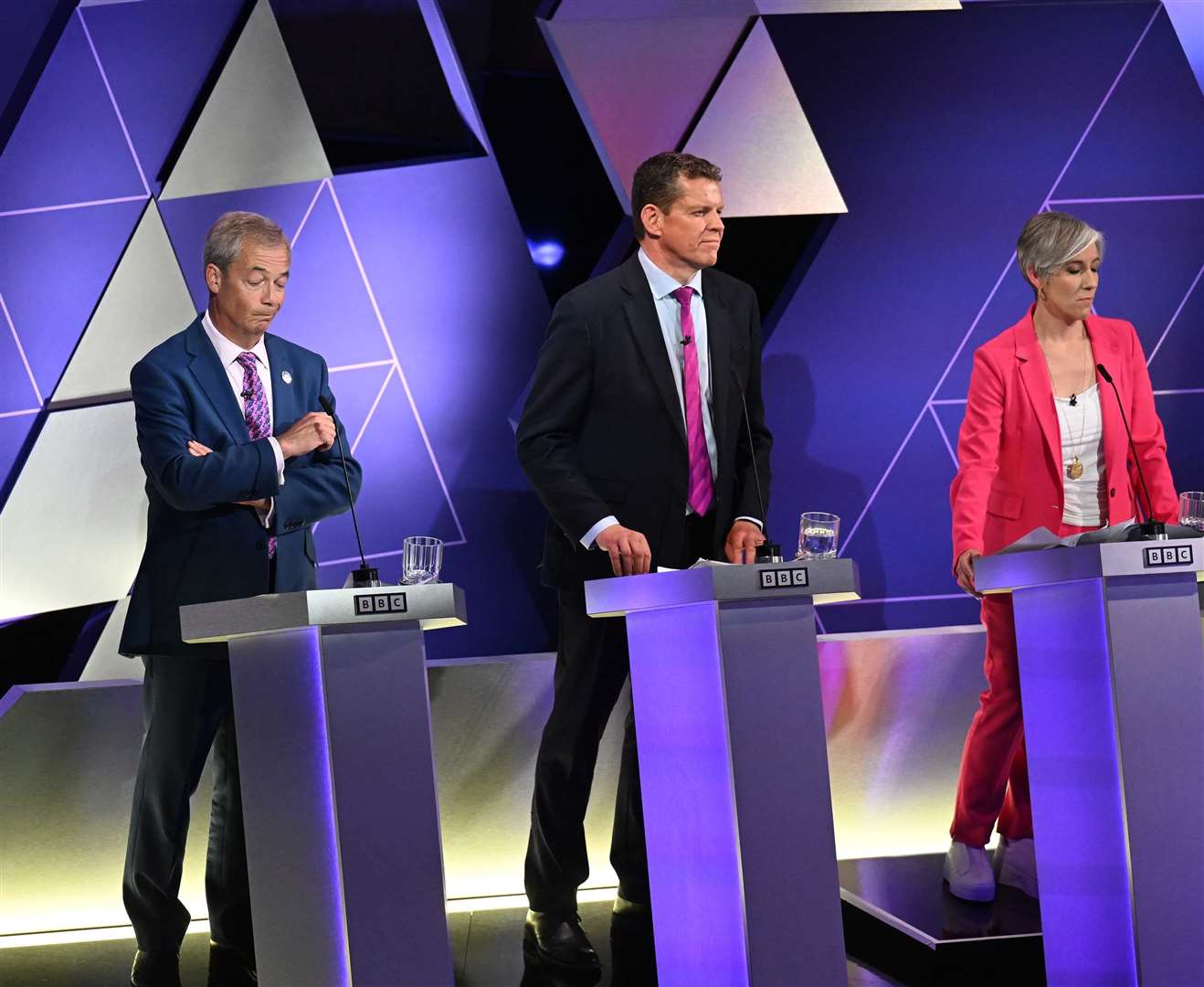 Nigel Farage, leader of Plaid Cymru Rhun ap Iorwerth and Liberal Democrat deputy leader Daisy Cooper were among those involved in the debate (Jeff Overs/PA)