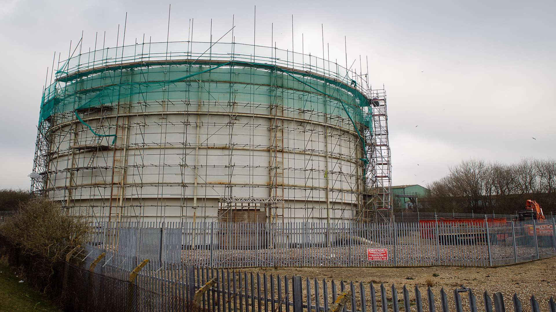 Demolition works continue on the giant gas holder in Gasworks Lane, just off Victoria Way, Ashford