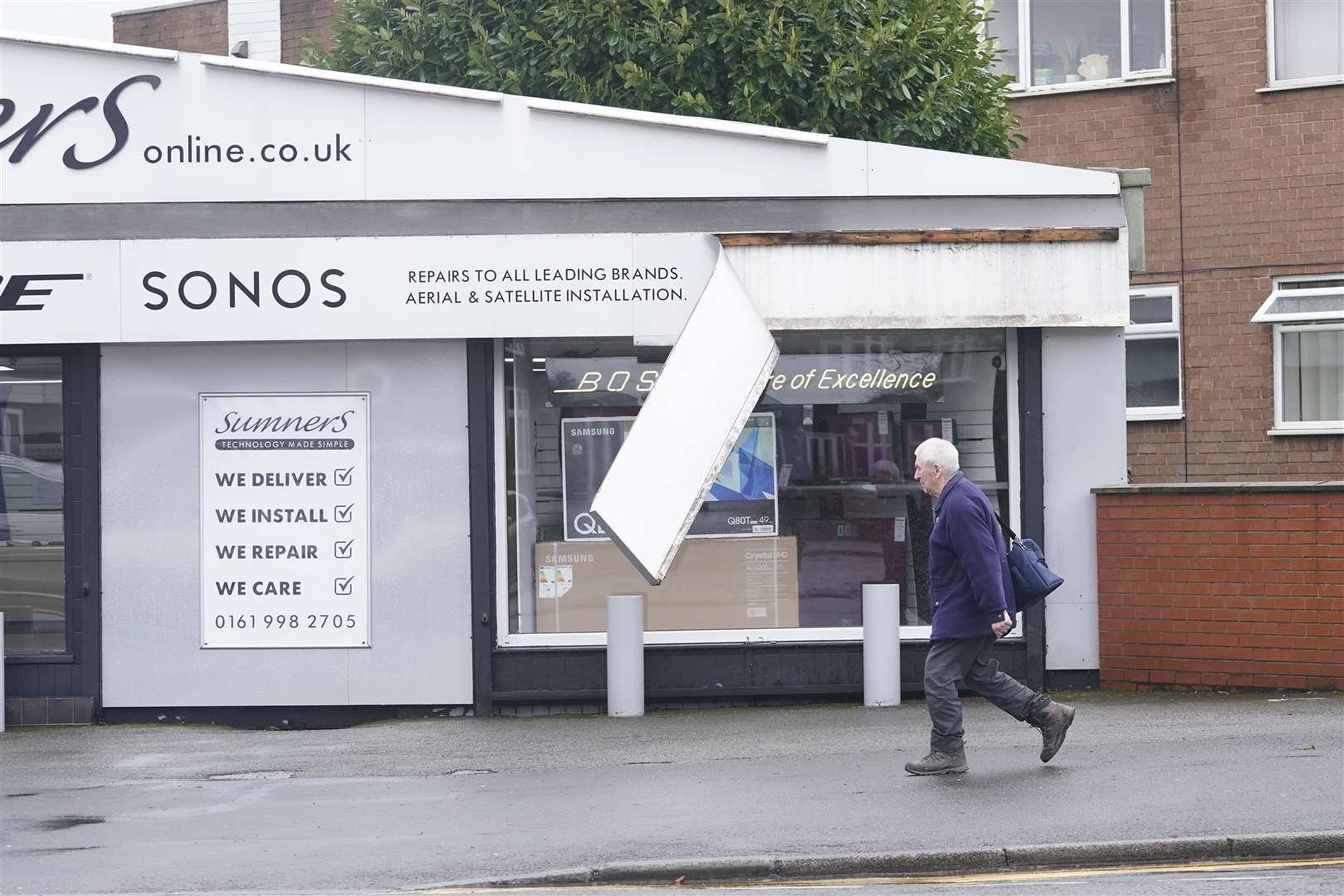 Damage to property in Northenden, Manchester (Danny Lawson/PA)