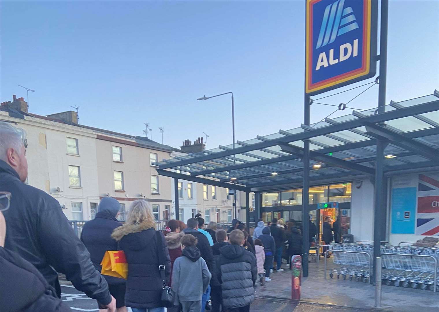 The queues for the Prime drink in Aldi Gravesend. Picture: Ellie-Louise Dadswell