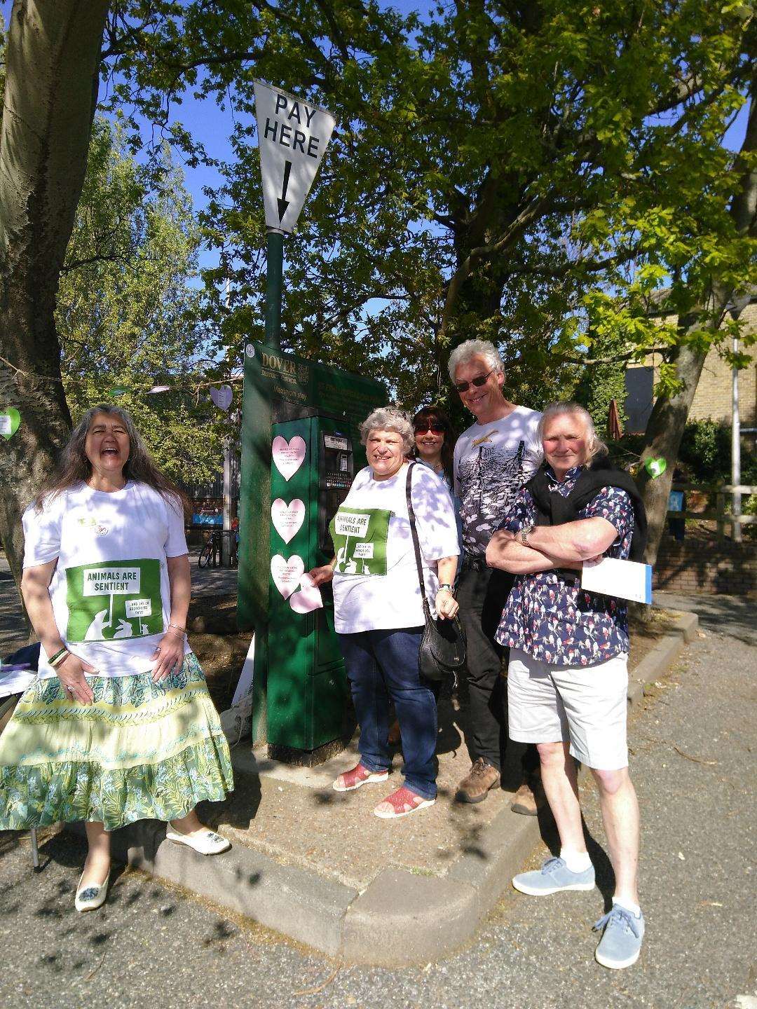 Members of Dover and Deal Green party made a stand against chopping down the mature trees on the proposed Aldi car park site