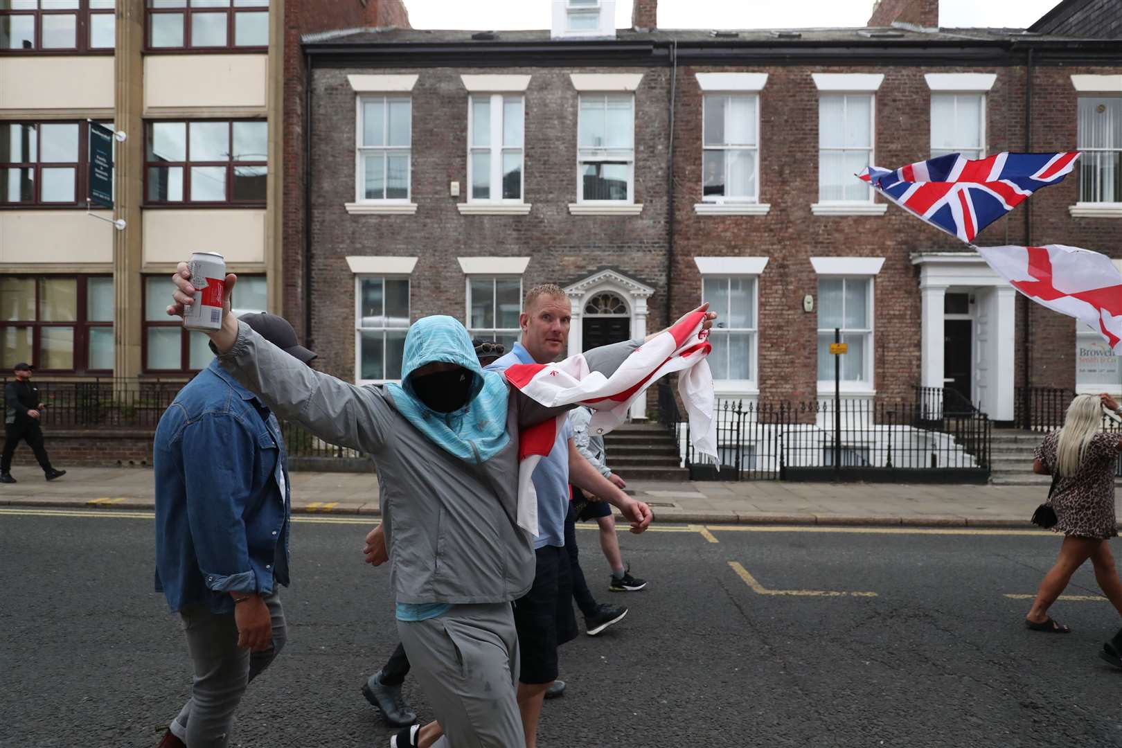 People protest in Sunderland city centre(Scott Heppell/PA)