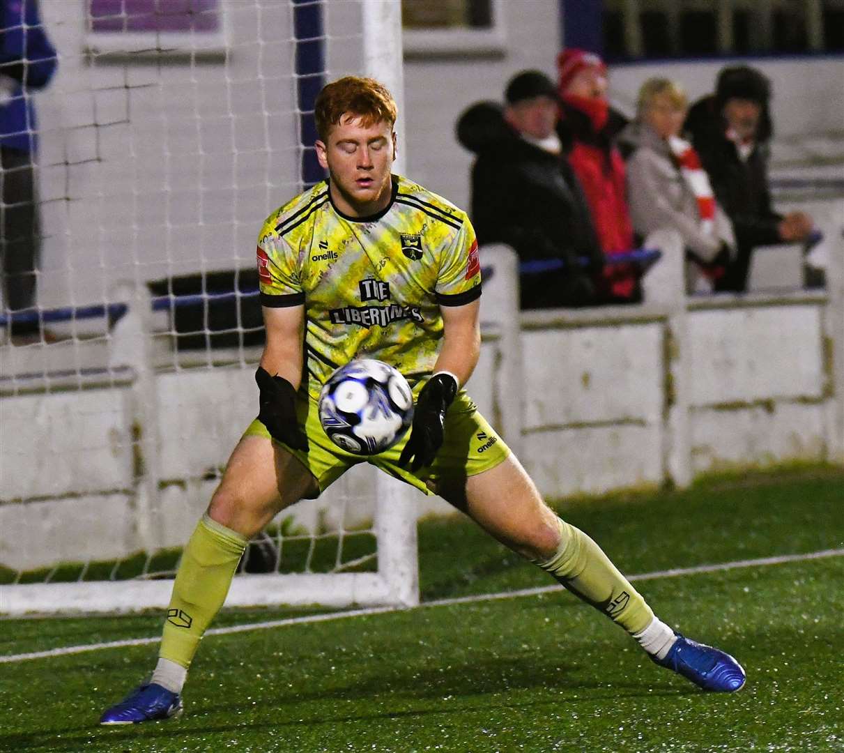 Young Margate goalkeeper Reece Hobbs gathers the ball against Sheppey. Picture: Marc Richards