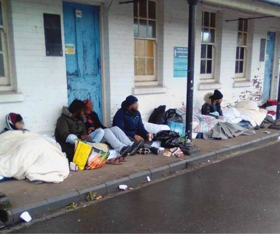 Asylum seekers at Napier Barracks in Folkestone. Picture: Care4Calais