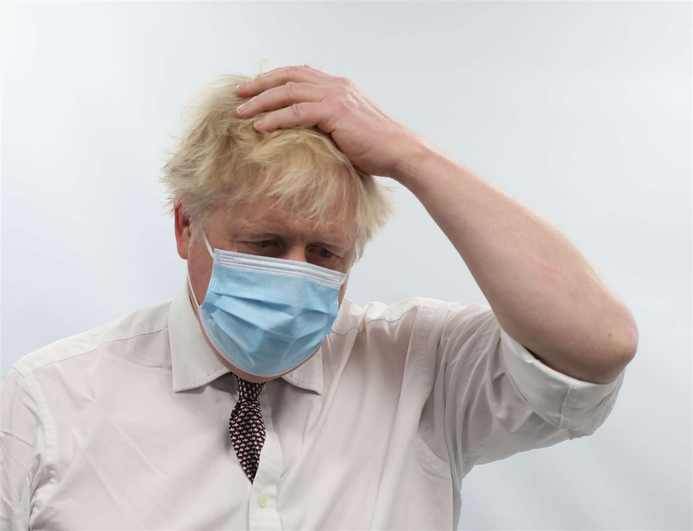 Prime Minister Boris Johnson on the visit to Finchley Memorial Hospital where he apologised publicly to the Queen (Ian Vogler/PA)