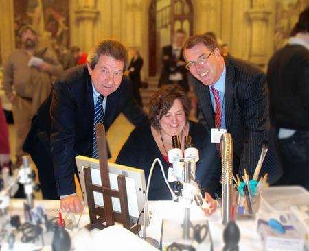 Gordon Henderson, MP for Sittingbourne &amp; Sheppey, with Dana Goodburn-Brown, CSI: Sittingbourne manager, and Cllr Mike Whiting, Kent County Council member for Swale central.