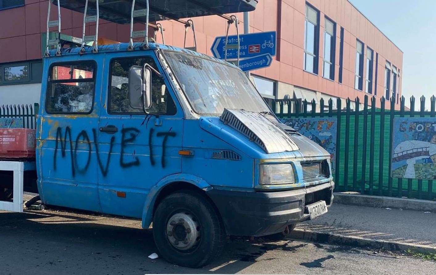 'Abandoned' van in Broad Street, Sheerness with 'Move it' spray painted on its side. Picture: Darren Jamie Atkins