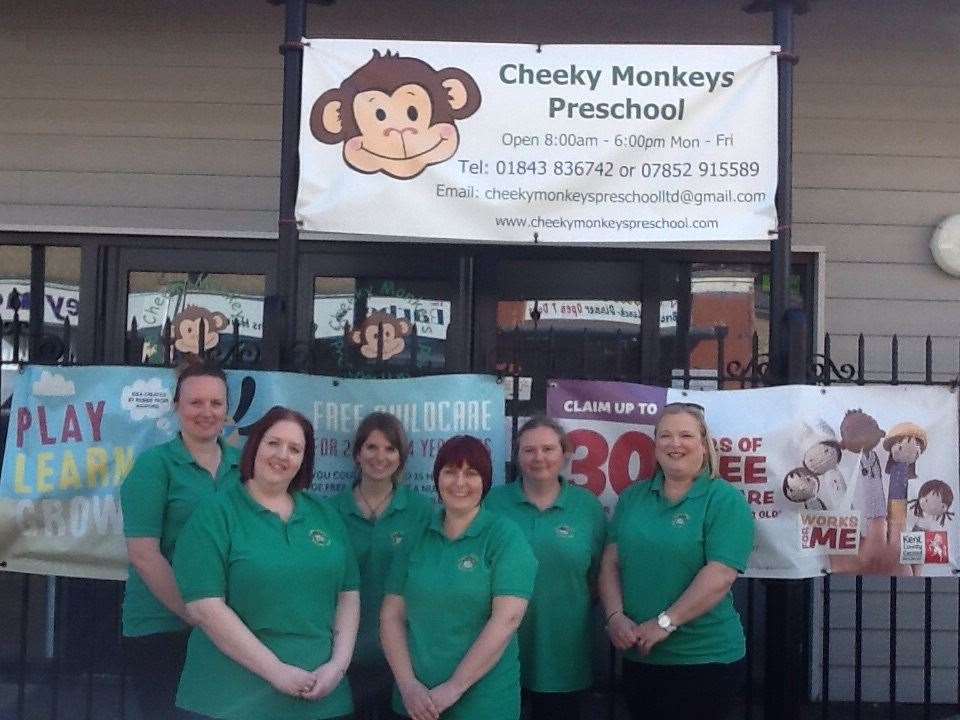 Cheeky Monkeys staff in Westgate-on-Sea celebrate their good Ofsted report (9215078)
