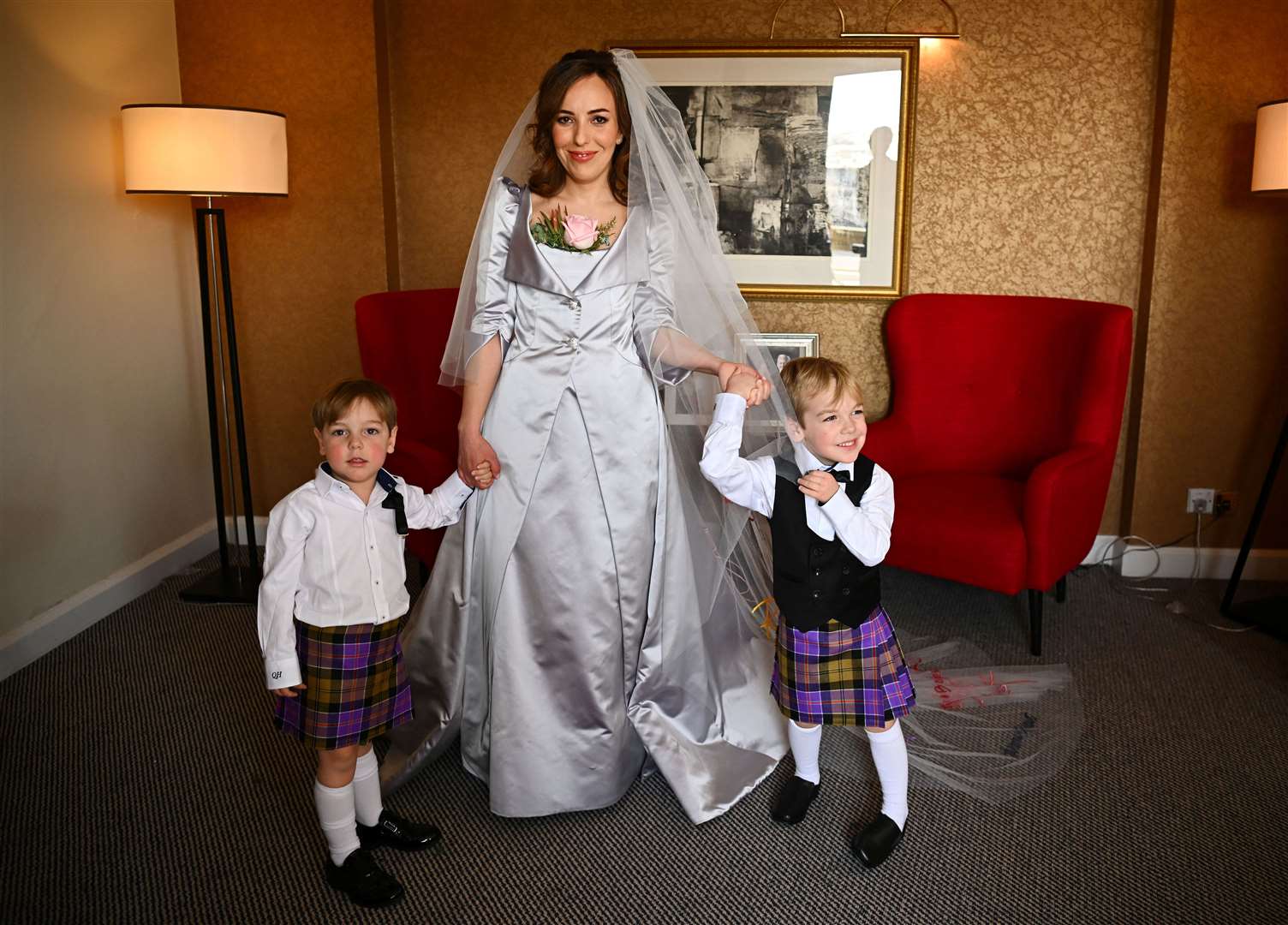 Stella Moris with sons Max and Gabriel (Dylan Martinez/PA)