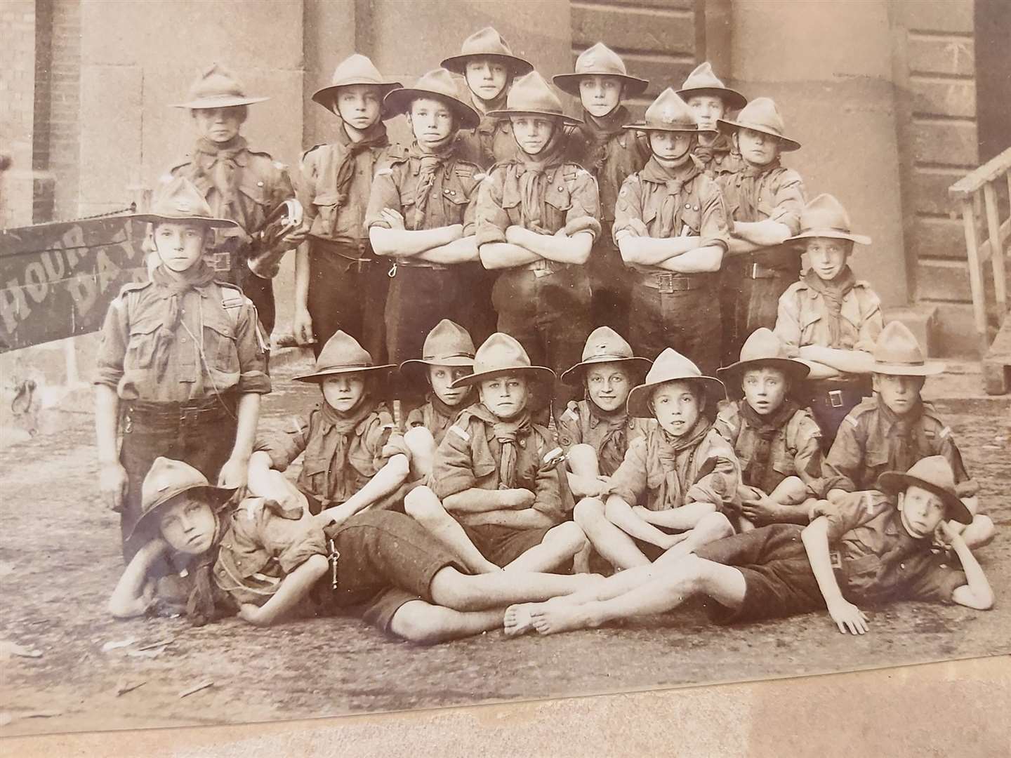 Boy Scouts from 2nd Walworth Troop. Eight died when the training ship Arethusa capsized in a squall off Leysdown, Sheppey, in August 1912. Picture: Steve Uggles. His grandfather's brother was one of the boys who drowned
