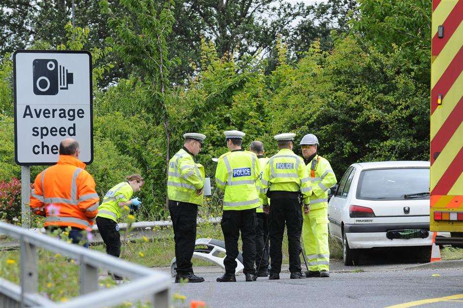 Scene of the accident at Princes Road, Dartford near the A282 junction.