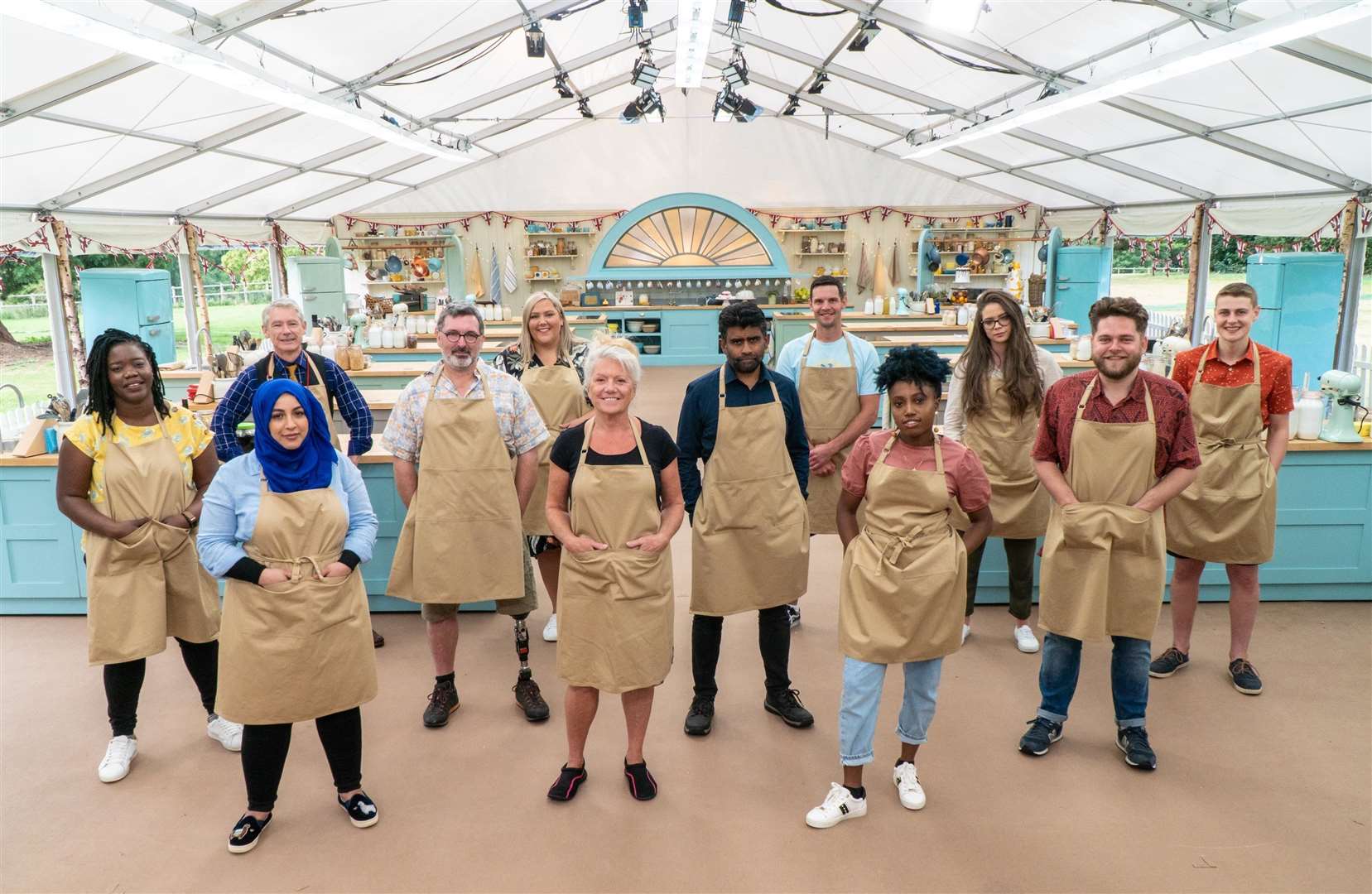 The contestants, from left, Hermine, Sura, Rowan, Marc, Laura, Linda, Mak, Dave, Loriea, Lottie, Mark and Peter. Picture: Channel 4