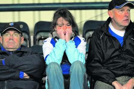 Gillingham fans after the defeat at Wycombe