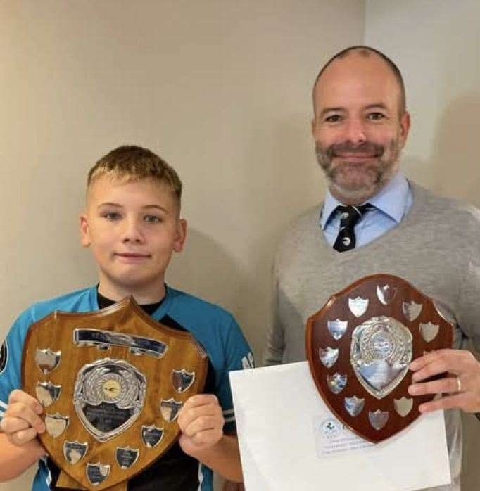 Andy Carson, chairman of Dover Life Guards Club (R), with young para-swimmer Ashton Platts (L)