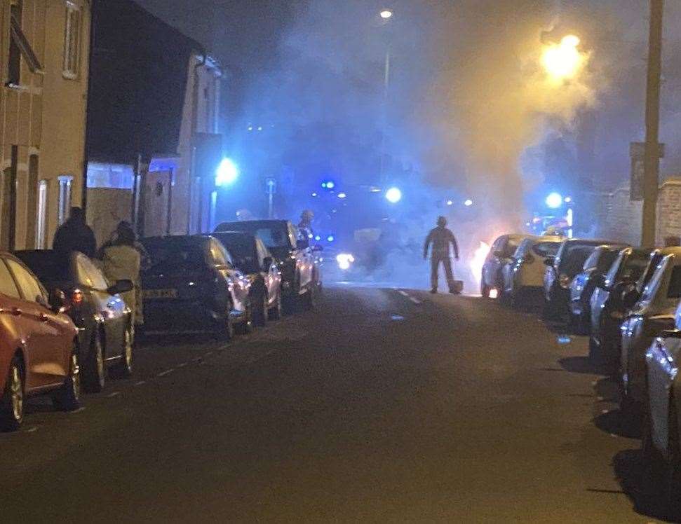 A car was torched in Vicarage Road, Gillingham