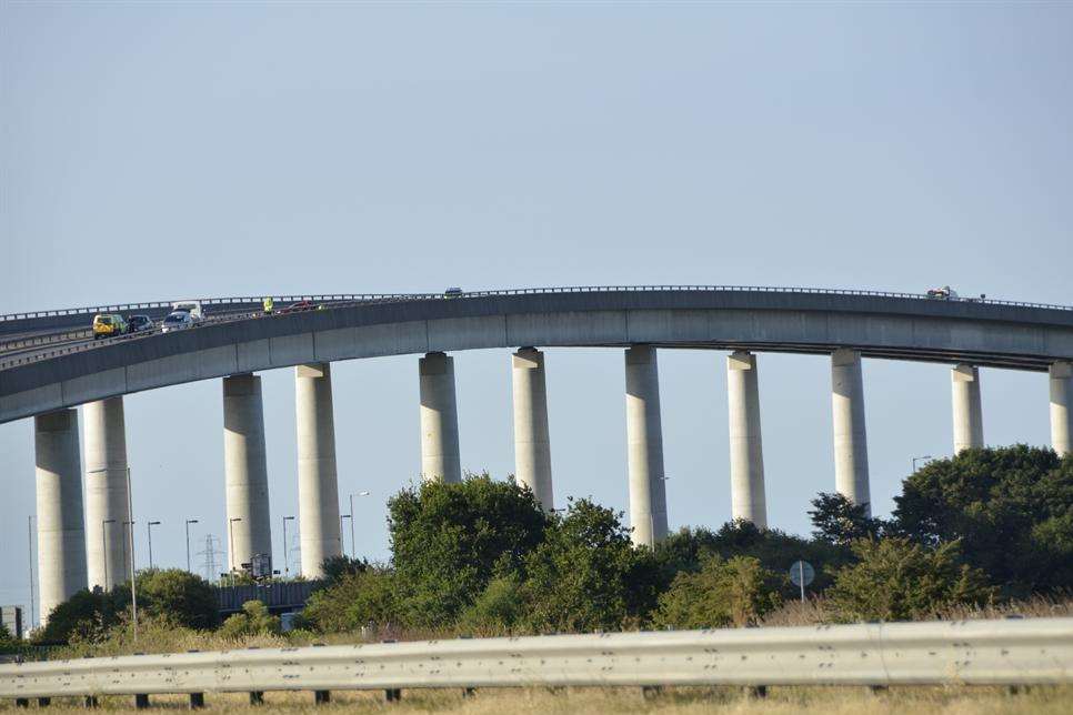 The bridge is empty to traffic. Picture: Barry Hollis