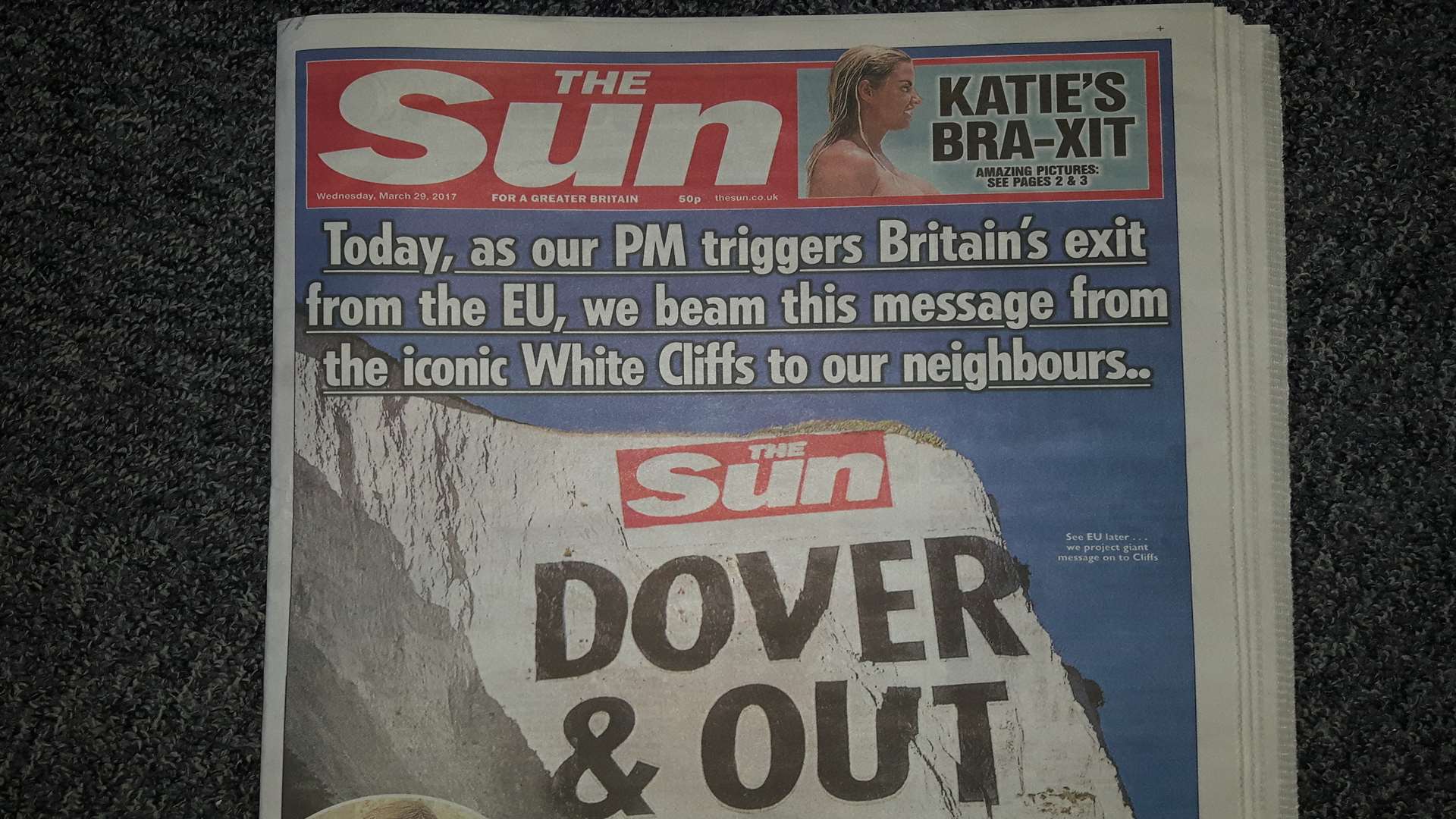 The Sun newspaper's front page today.