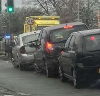 A man has been taken to hospital following a collision with a van in Gillingham