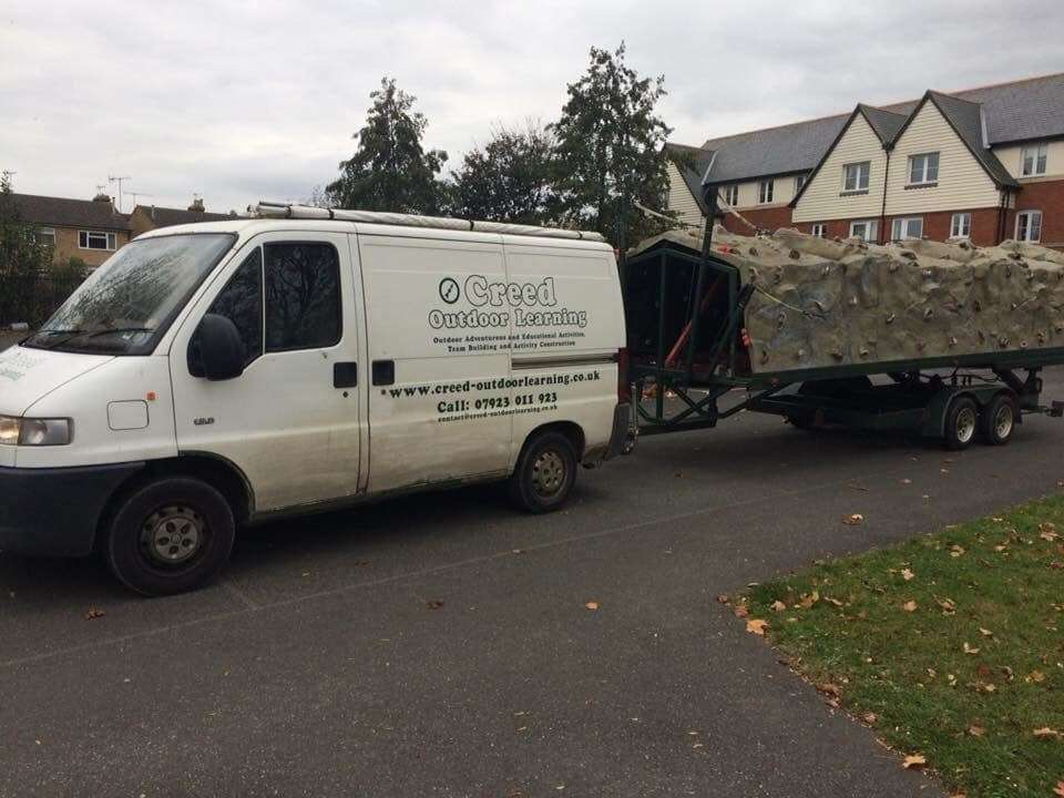 The distinctive mobile climbing wall that was taken from Sittingbourne