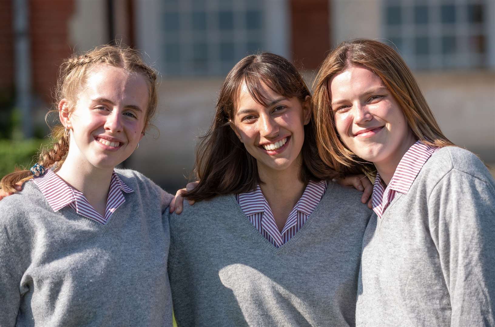 Lexie, Roya and JB celebrating their excellent A-level grades at Benenden School. Picture: Benenden School