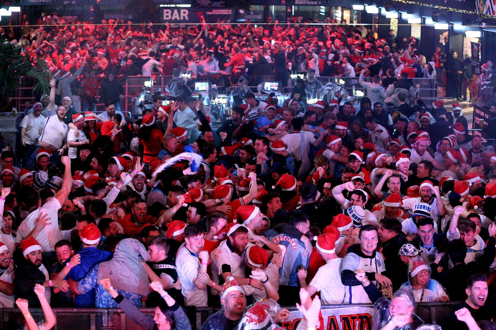 England fans celebrate celebrate their opening goal (Nigel French/PA)