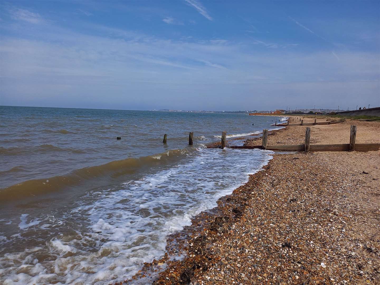 A large group of elderly people head to Seasalter for swimming