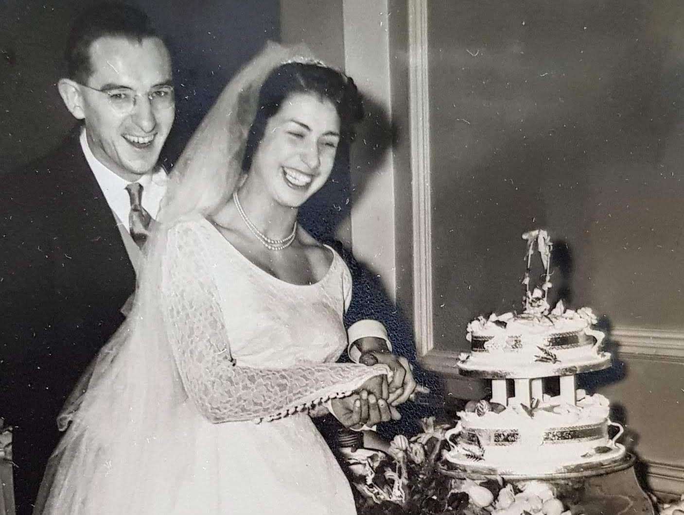 Dick and Ros on their wedding day in 1955