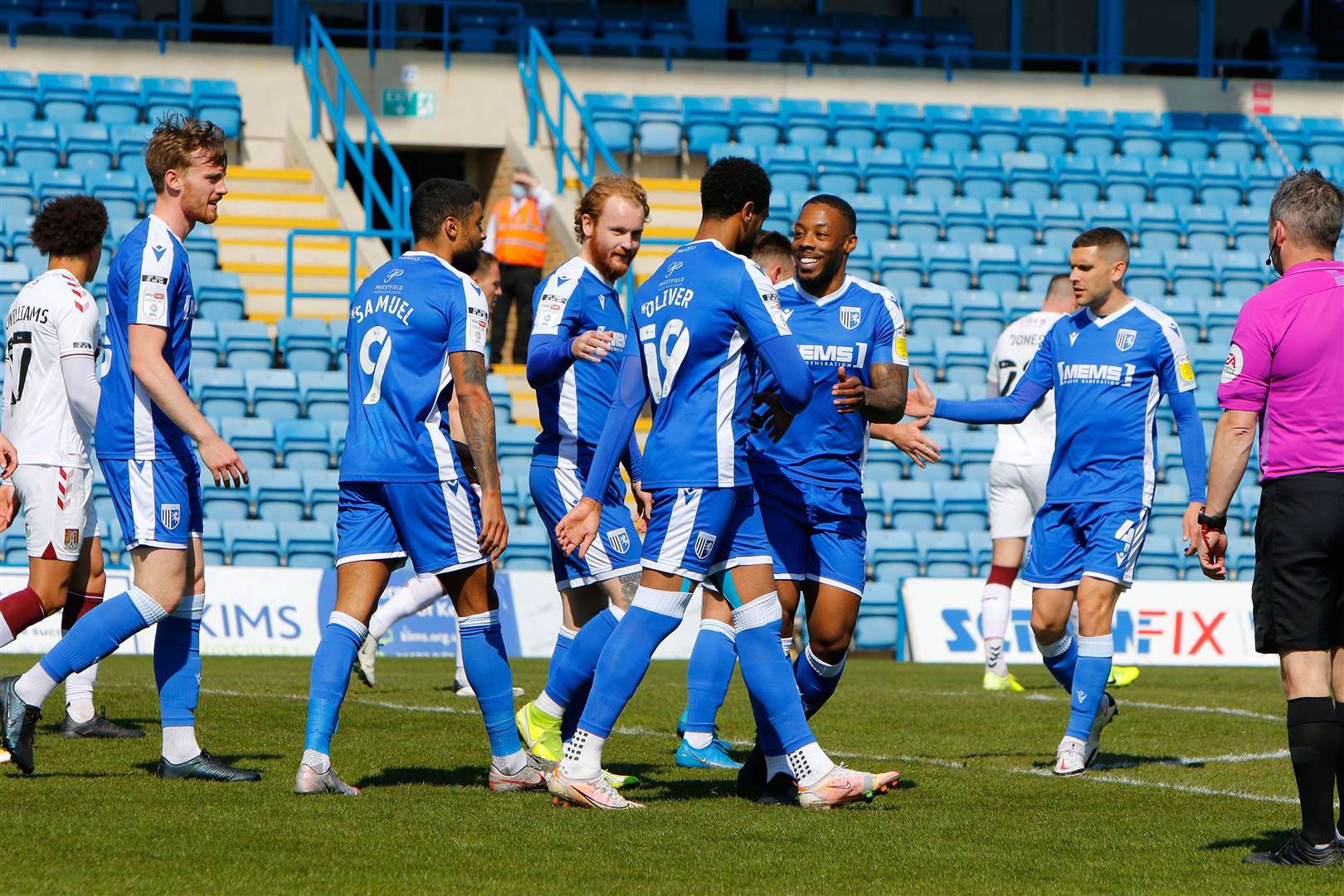 Gillingham threw away a two-goal lead at the weekend. Boss Steve Evans hopes to hold positive talks with chairman Paul Scally when the season ends Picture: Andy Jones