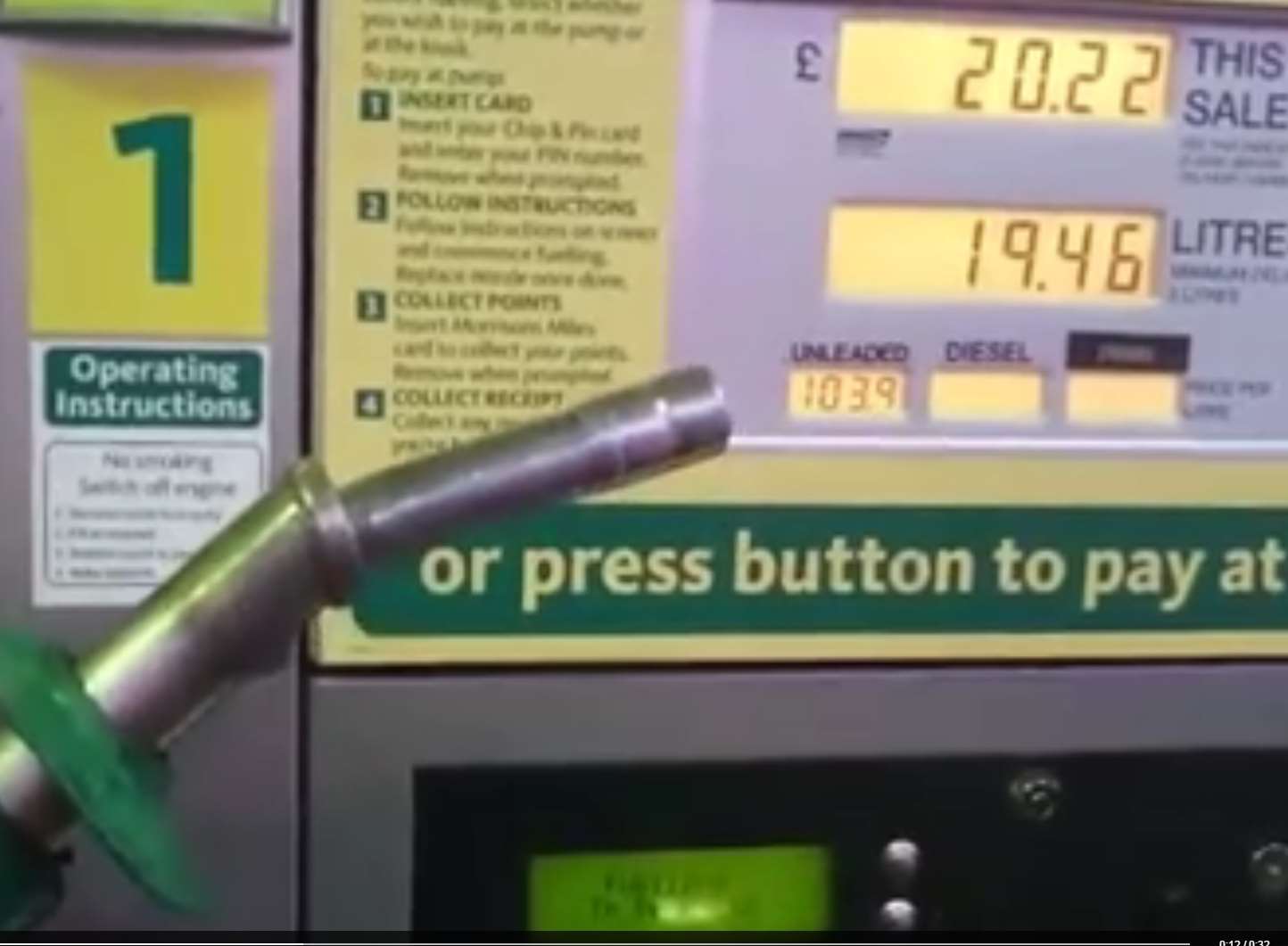 The pump is seen charging without dispensing petrol