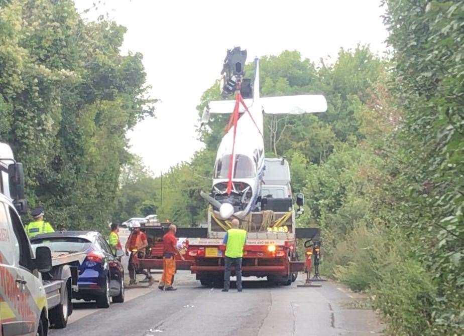 The plane was recovered from bushes. Picture: Luke Challinger