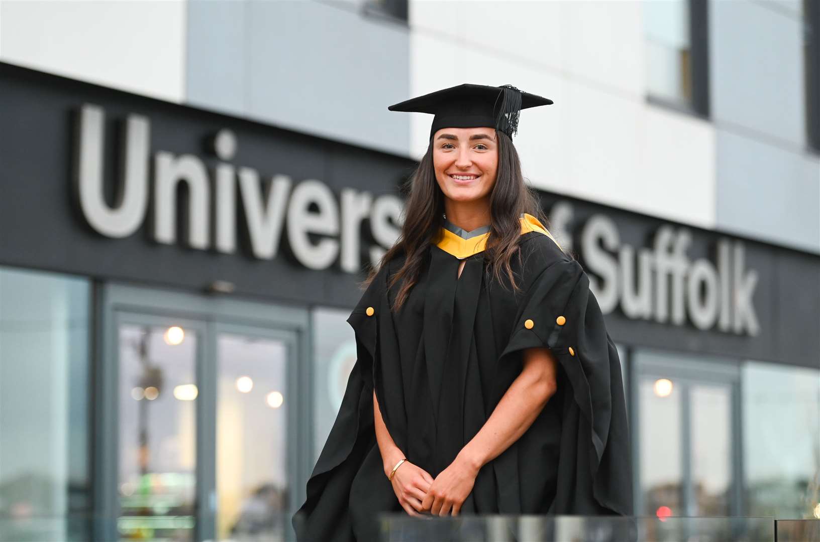 Sophie Peskett, 21, who is Ipswich Town’s only professional female player, has graduated with a first-class degree in sport and exercise science (University of Suffolk/Gregg Brown Photography/PA)