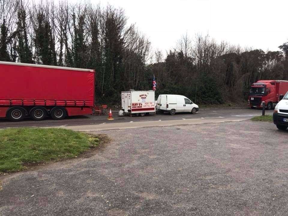 Siting the snack wagon each morning can be difficult when lorries are parked there