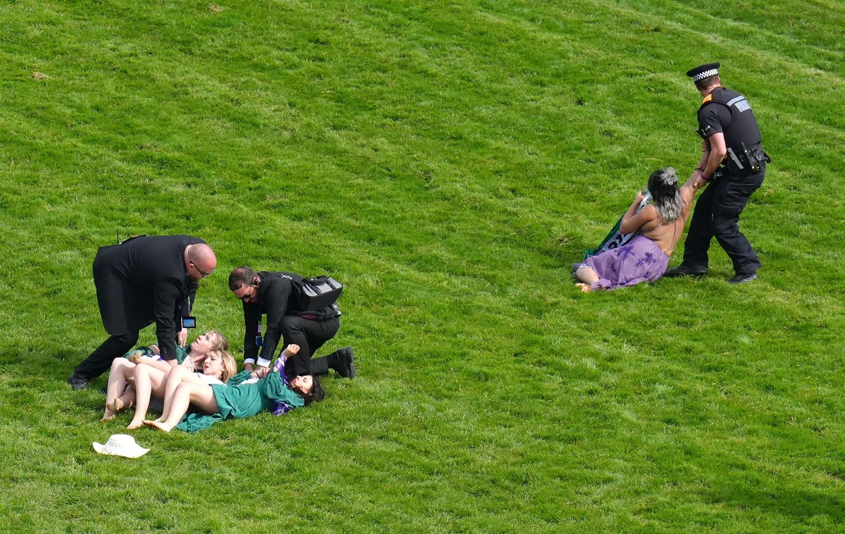 They entered the track before the Derby (John Walton/PA)