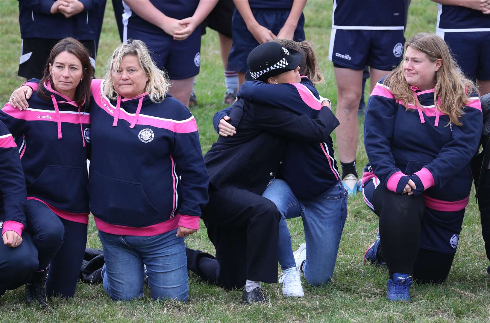 Players observe a minute’s silence at East Grinstead rugby club to pay their respects to Sergeant Matt Ratana (Gareth Fuller/PA)