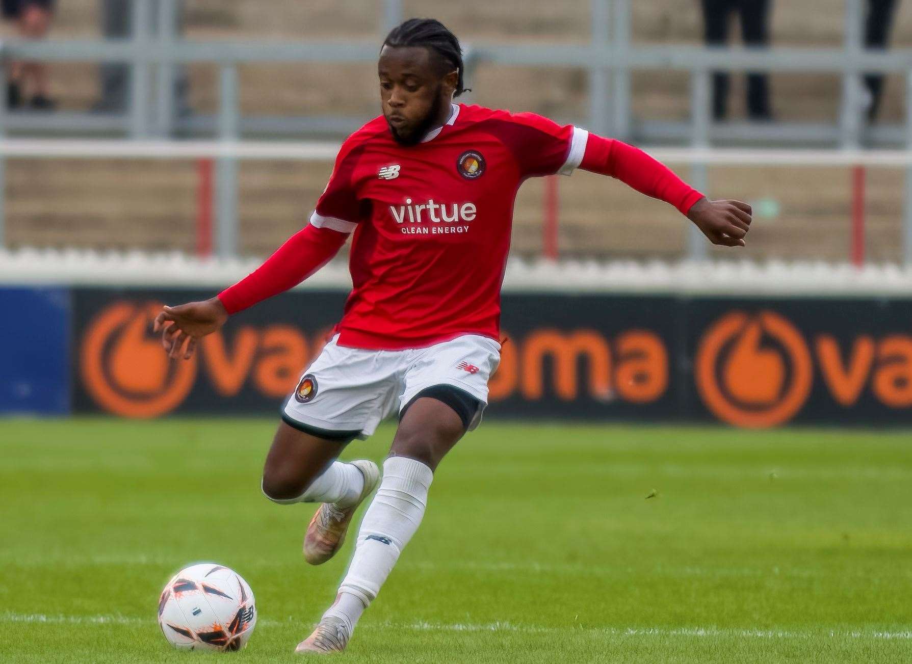 Jephte Tanga scored twice for Ebbsfleet United against Gillingham Picture: Ed Miller/EUFC