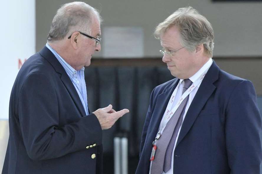 Charles Buchanan speaks to MP Sir Roger Gale on the day Manston airport closed in May