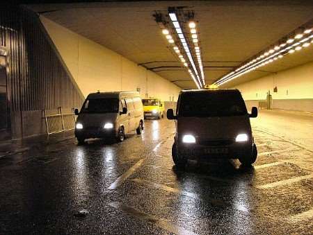 Maintenance crews at work in Medway Tunnel