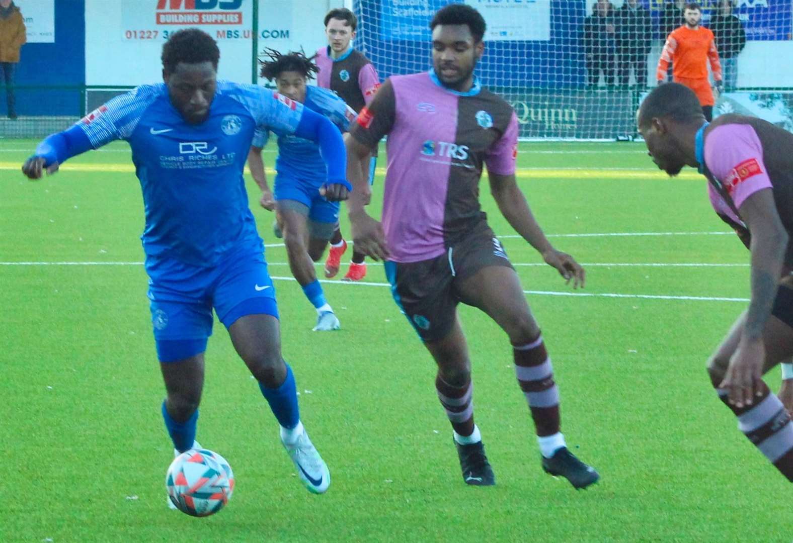Striker Marcel Barrington - got on the scoresheet in Herne Bay's 3-1 weekend win at Carshalton. Picture: Keith Davy