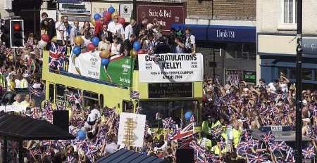 The bus makes its way along Tonbridge High Street. Picture: MATT READING